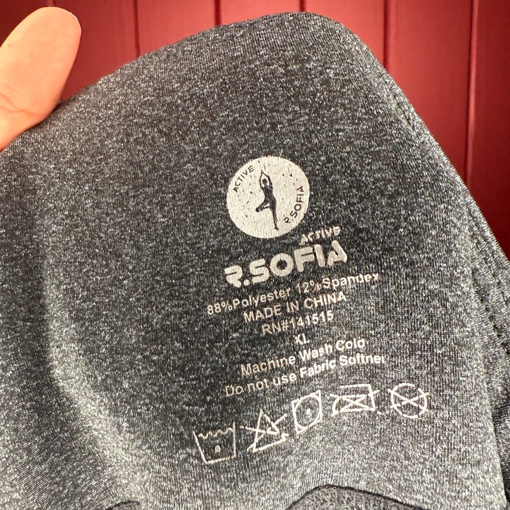 R. Sofia Active Gray High-Rise Leggings with Pockets (XL) - Picture 4 of 4